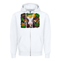 White st patricks baby cow with leopard background Zipper Hoodie - Jasminsmagicworld