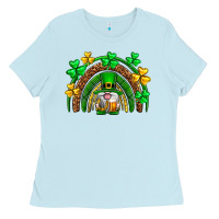 Baby Blue St. Patrick's Day gnome rainbow Ladies Tee - Neo Western