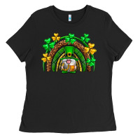 Black St. Patrick's Day gnome rainbow Ladies Tee - Neo Western