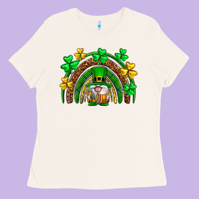 St. Patrick's Day Gnome Rainbow Ladies Tee Designed By Neo Western