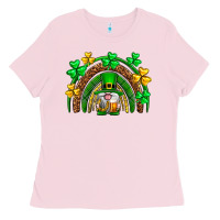 Bubblegum Pink St. Patrick's Day gnome rainbow Ladies Tee - Neo Western