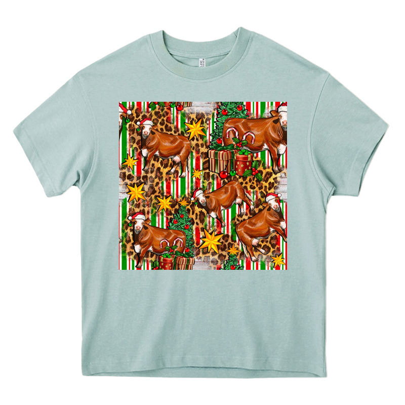 Christmas Leopard Cow With Gift Boxes Heavy Core Tee by FaDigitalArtStudio | Teevron