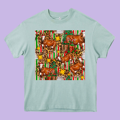 Christmas Leopard Cow With Gift Boxes Heavy Core Tee Designed By Fadigitalartstudio