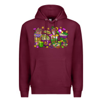 Burgundy Mardi Gras coffee cups Premium Hoodie - HowdyJamesFarm