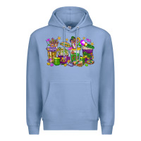 Colony Blue Mardi Gras coffee cups Premium Hoodie - HowdyJamesFarm