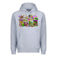 Heather Grey Mardi Gras coffee cups Premium Hoodie - HowdyJamesFarm