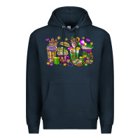 Navy Mardi Gras coffee cups Premium Hoodie - HowdyJamesFarm