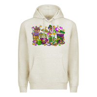 Oatmeal Heather Mardi Gras coffee cups Premium Hoodie - HowdyJamesFarm