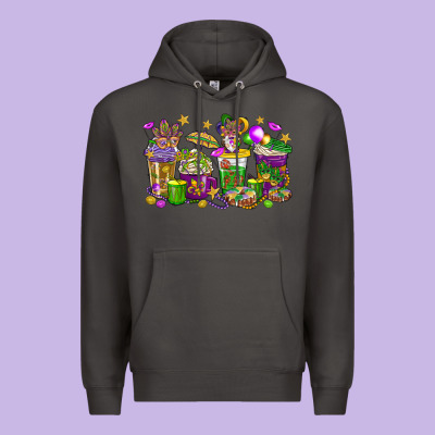 Mardi Gras Coffee Cups Premium Hoodie Designed By Howdyjamesfarm