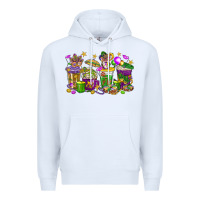 White Mardi Gras coffee cups Premium Hoodie - HowdyJamesFarm