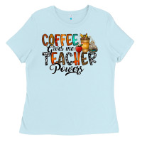 Baby Blue coffee gives me teacher Ladies Tee - CowhideDigitalArt