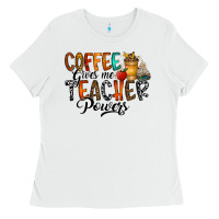 White coffee gives me teacher Ladies Tee - CowhideDigitalArt