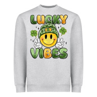 Heather Grey lucky vibes Heavyweight Sweatshirt - MaliasSmallBusiness
