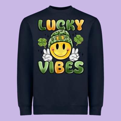 Lucky Vibes Heavyweight Sweatshirt Designed By Maliassmallbusiness