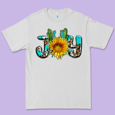 Joy With Sunflower And Cactus Ado Premium Tee Designed By Adodesignshop