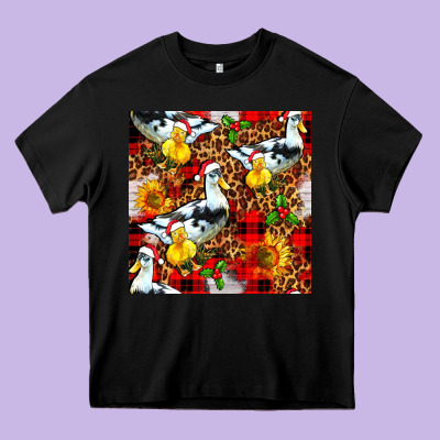 Christmas Leopard Duck Heavy Core Tee Designed By Fadigitalartstudio