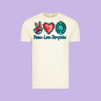 Peace Love Turquoise Vintage Tee Designed By Jasminsmagicworld