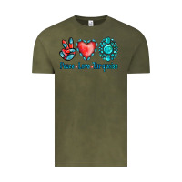Vintage Olive Peace Love Turquoise Vintage Tee - Jasminsmagicworld