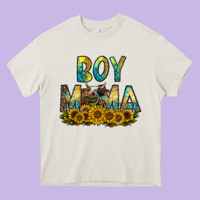 Boy Mama Heavy Core Tee Designed By Cowhidedigitalart