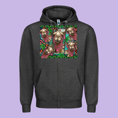 Camel Face Zipper Hoodie Designed By Barkaloodesign