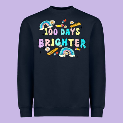 100 Days Brighter Heavyweight Sweatshirt Designed By Maliassmallbusiness