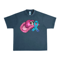 Midnight Navy cowboy hat and cancer ribbon Urban Heavy Tee - AdoDesignShop