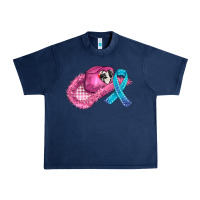 Navy cowboy hat and cancer ribbon Urban Heavy Tee - AdoDesignShop