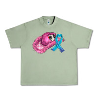 Oil Green cowboy hat and cancer ribbon Urban Heavy Tee - AdoDesignShop
