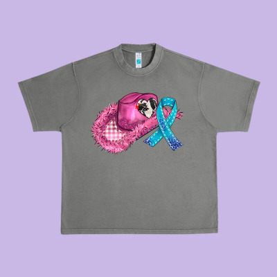 Cowboy Hat And Cancer Ribbon Urban Heavy Tee Designed By Adodesignshop