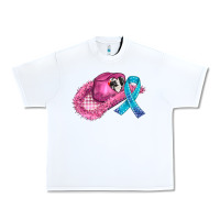 White cowboy hat and cancer ribbon Urban Heavy Tee - AdoDesignShop