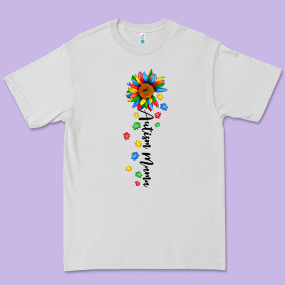 Autism Mama Sunflower Black Premium Tee Designed By Jahusdesignshop