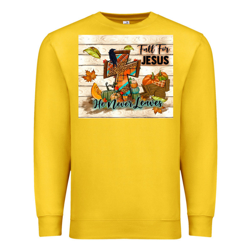 Fall For Jesus He Never Leaves Premium Sweatshirt by TumblerDesignByShophia | Teevron