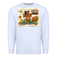 White fall for jesus he never leaves Premium Sweatshirt - TumblerDesignByShophia