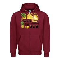 Burgundy here comes the sun Zipper Hoodie - BarkalooDesign