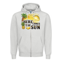 Dove Grey here comes the sun Zipper Hoodie - BarkalooDesign