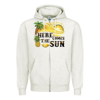 Oatmeal Heather here comes the sun Zipper Hoodie - BarkalooDesign