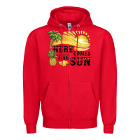Red here comes the sun Zipper Hoodie - BarkalooDesign