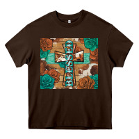 Chocolate Brown blessed cross Heavy Core Tee - BarkalooDesign