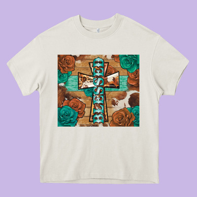 Blessed Cross Heavy Core Tee Designed By Barkaloodesign