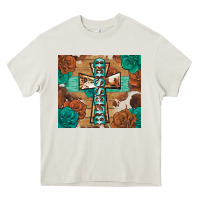 Cream blessed cross Heavy Core Tee - BarkalooDesign