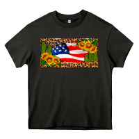 Asphalt usa flag and cactus license plate Heavy Core Tee - HRA Design Shop
