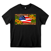 Black usa flag and cactus license plate Heavy Core Tee - HRA Design Shop