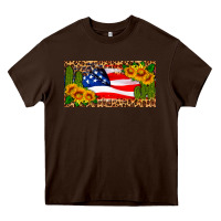 Chocolate Brown usa flag and cactus license plate Heavy Core Tee - HRA Design Shop