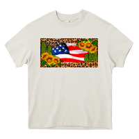 Cream usa flag and cactus license plate Heavy Core Tee - HRA Design Shop