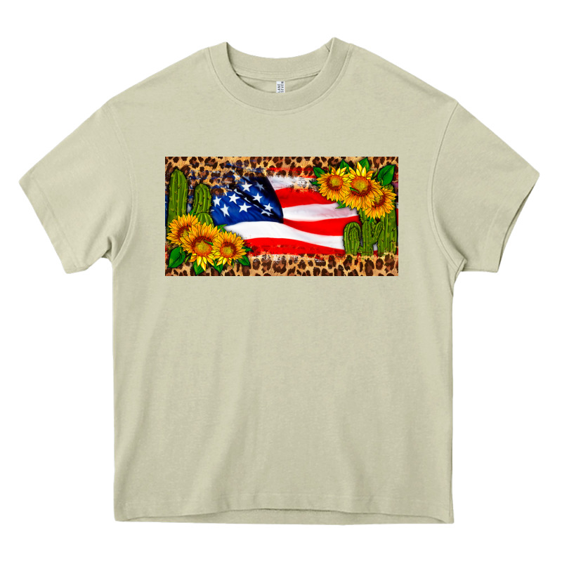 Usa Flag And Cactus License Plate Heavy Core Tee by HRA Design Shop | Teevron