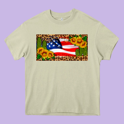 Usa Flag And Cactus License Plate Heavy Core Tee Designed By Hra Design Shop