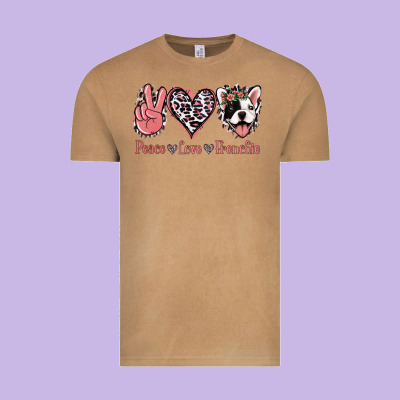 Peace Love French Bulldog Vintage Tee Designed By Jasminsmagicworld