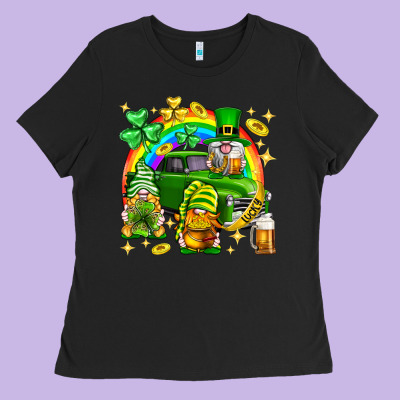 St. Patrick's Day Gnomies Truck Ladies Tee Designed By Neo Western