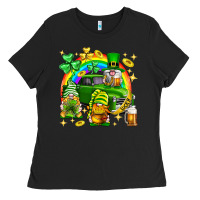 Black St. Patrick's Day gnomies truck Ladies Tee - Neo Western