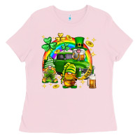 Bubblegum Pink St. Patrick's Day gnomies truck Ladies Tee - Neo Western